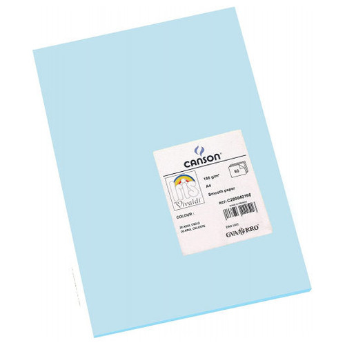 CANSON Pack de 50 Cartulina 185g A4 azul cielo