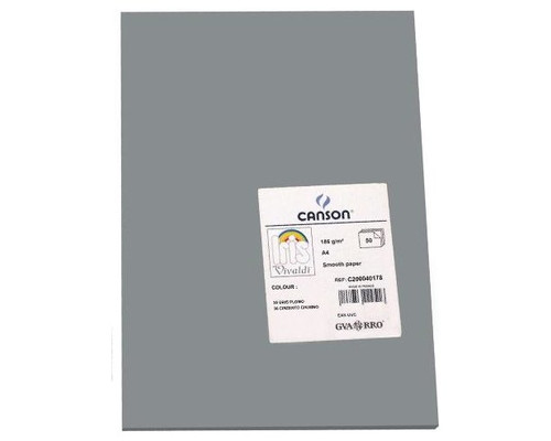 CANSON Pack de 50 Cartulina 185g A4 gris plomo