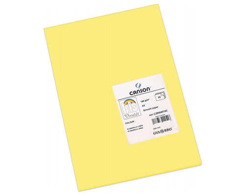CANSON Pack de 50 Cartulina 185g A3 amarillo limon-IR24 CANSON Pack de 50 Cartulina 185g A3 amarillo limon