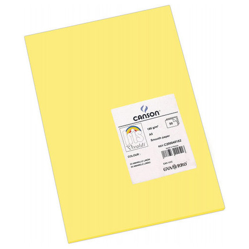CANSON Pack de 50 Cartulina 185g A3 amarillo limon-IR24 CANSON Pack de 50 Cartulina 185g A3 amarillo limon