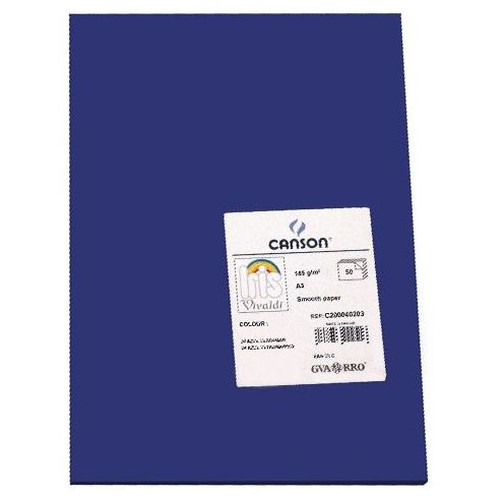 CANSON Pack de 50 Cartulina 185g A3 azul ultramar