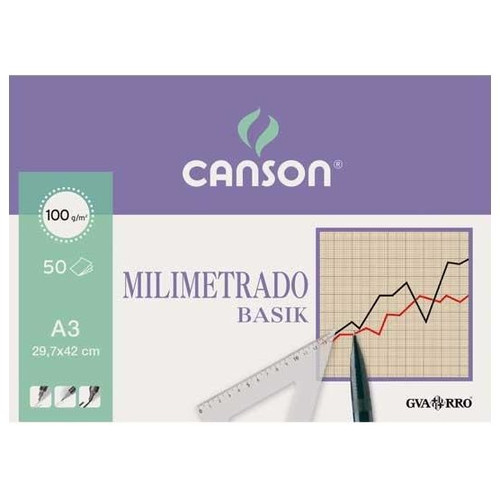 CANSON BLOC ENCOLADO PAPEL MILIMETRADO BASIK 50H 100G A3-IR30 CANSON BLOC ENCOLADO PAPEL MILIMETRADO BASIK 50H 100G A3