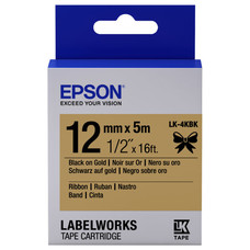 EPSON Cartucho de etiquetas de cinta satinada LK-4KBK negro/oro de 12 mm (5 m)-IR25 EPSON Cartucho de etiquetas de cinta satinada LK-4KBK negro/oro de 12 mm (5 m)