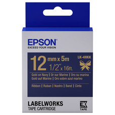 EPSON Cartucho de etiquetas de cinta satinada LK-4HKK oro/azul marino de 12 mm (5 m)-IR25 EPSON Cartucho de etiquetas de cinta satinada LK-4HKK oro/azul marino de 12 mm (5 m)