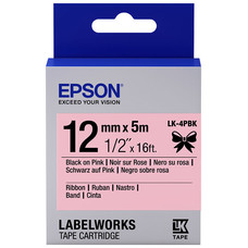 EPSON Cartucho de etiquetas de cinta satinada LK-4PBK negro/rosa de 12 mm (5 m)-IR25 EPSON Cartucho de etiquetas de cinta satinada LK-4PBK negro/rosa de 12 mm (5 m)