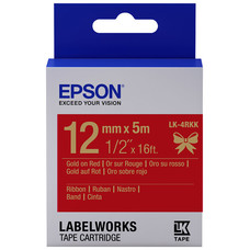 EPSON Cartucho de etiquetas de cinta satinada LK-4RKK oro/rojo de 12 mm (5 m)-IR25 EPSON Cartucho de etiquetas de cinta satinada LK-4RKK oro/rojo de 12 mm (5 m)