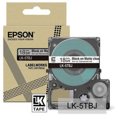 EPSON Cartucho de etiquetas Matte Tape Clear/Black 18mm(8m) LK-5TBJ-IR25 EPSON Cartucho de etiquetas Matte Tape Clear/Black 18mm(8m) LK-5TBJ