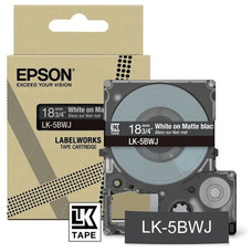 EPSON Cartucho de etiquetas Matte Tape Black/White 18mm(8m) LK-5BWJ-IR25 EPSON Cartucho de etiquetas Matte Tape Black/White 18mm(8m) LK-5BWJ