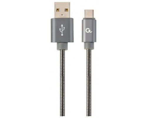 CABLE DE CARGA Y DATOS GEMBIRD USB TIPO C DE METAL EN ESPIRAL PREMIUM, 2M, GRIS