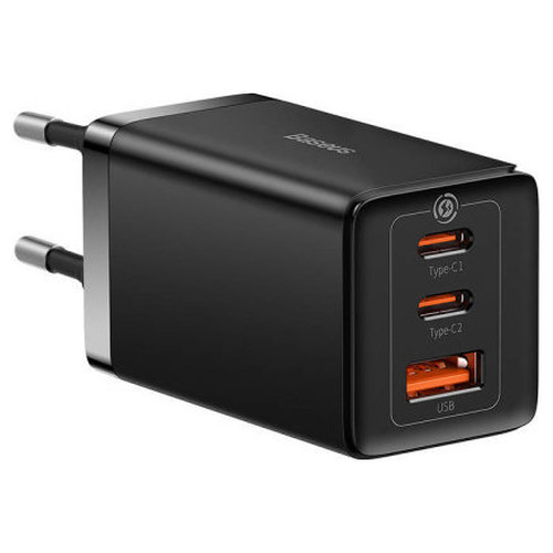 BASEUS GAN5 PRO FAST CHARGER 2C+U 65W  EU  BLACK(INCLUDE：BASEUS XIAOBAI SERIES FAST CHARGING CABLE TYPE-C  TO TYPE-C 100W(20V/5A) 1M BLACK） (Espera 4 dias)