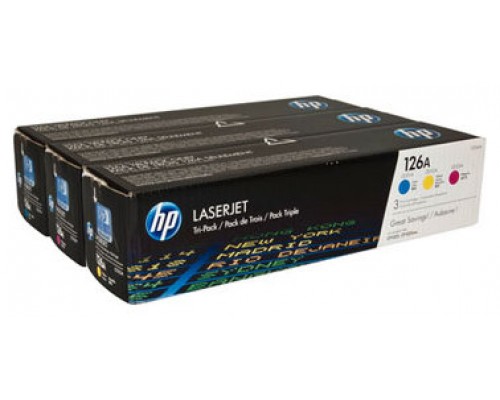 HP Toner Laser Tricolor nº126A 1.200 PaGINAS PACK 3 (CE311/12/13)