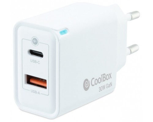 CARGADOR USB PARED COOLBOX GAN 30W USB-C/USB-A QC3.0