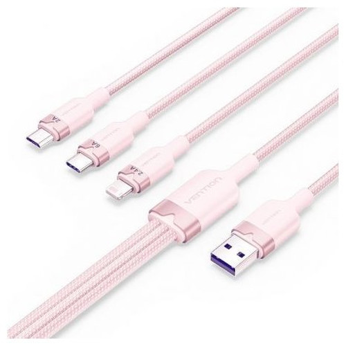 CABLE USB 2.0 A USB-C + MICROUSB/M + LIGHTNING 1.5 M ROSA VENTION (Espera 4 dias)-SX60 CABLE USB 2.0 A USB-C + MICROUSB/M + LIGHTNING 1.5 M ROSA VENTION (Espera 4 dias)
