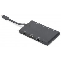 CONVERSOR HUB DIGITUS USB C 9 PUERTOS 2X VIDEO 2x USB-C 2x USB3.0 RJ45 2x SD/MMC