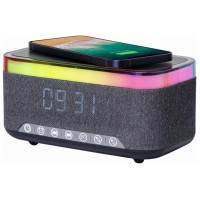 RELOJ DESPERTADOR GEMBIRD DIGITAL CON FUNCION DE CARGA INALAMBRICA NEGRO-GRIS