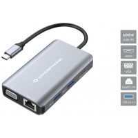 Conceptronic Docking USB-C 7in1 1xHDMI 4K  1xVGA 3xUSB-A 3.0 1xRJ45 Gigabit 1xUSB-C Alimentacion 100W