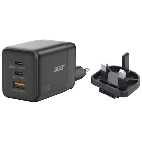 ACER Cargador 100w / EU-UK Plugs / 2 USB-C / 1 USB-A-IR35 ACER Cargador 100w / EU-UK Plugs / 2 USB-C / 1 USB-A