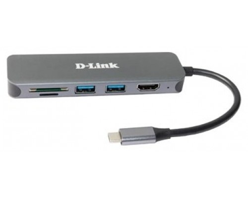 HUB USB-C D-LINK 6 EN 1 USB-C 2*USB3 HDMI LECTOR SD