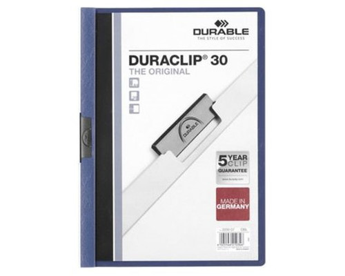 Durable Dosier con clip  Duraclip - PVC - A4 - 30 hojas - Color azul