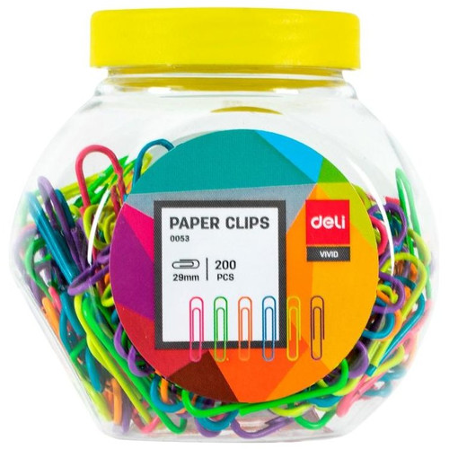 DELI B.200 clips niquelados de colores 29mm-IR29 DELI B.200 clips niquelados de colores 29mm
