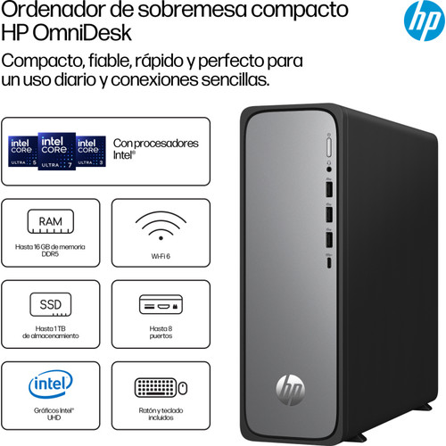 PC HP OMNIDESK SLIM S03-0019ns i5-14400 8GB 512GB FDOS PLATA-SX15 PC HP OMNIDESK SLIM S03-0019ns i5-14400 8GB 512GB FDOS PLATA
