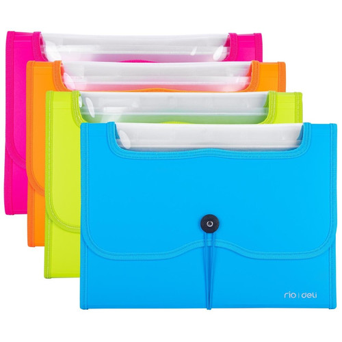 DELI Clasificador fuelle con 7 separaciones y goma para cierre PP A4 colores surtidos-IR30 DELI Clasificador fuelle con 7 separaciones y goma para cierre PP A4 colores surtidos