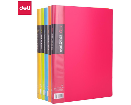DELI Carpeta 30 fundas Rio PP etiqueta lomo A4 colores translucidos surtidos