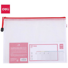 DELI Bolsa con zip PVC reforzado con malla con portatarjetas 180micras A4-IR31 DELI Bolsa con zip PVC reforzado con malla con portatarjetas 180micras A4