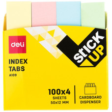 DELI Indices adhesivos 4x100h 50x12mm colores surtidos pastel-IR23 DELI Indices adhesivos 4x100h 50x12mm colores surtidos pastel