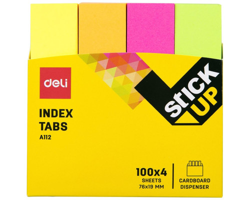 DELI indices adhesivos 4x100h 76x19mm colores surtidos neon