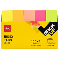 DELI Indices adhesivos 5x100h 50x12mm colores surtidos brillantes-IR23 DELI Indices adhesivos 5x100h 50x12mm colores surtidos brillantes