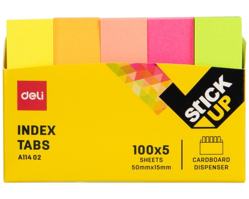 DELI Indices adhesivos 5x100h 50x12mm colores surtidos brillantes