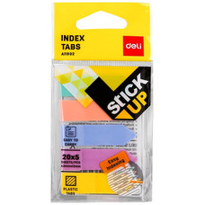 DELI Indices adhesivos de plastico 5x20h 43x12mm colores surtidos pastel-IR25 DELI Indices adhesivos de plastico 5x20h 43x12mm colores surtidos pastel