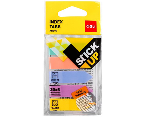 DELI Indices adhesivos de plastico 5x20h 43x12mm colores surtidos pastel