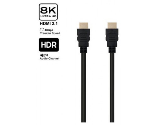 EWENT ULTRA HIGH SPEED HDMI 2.1 CABLE WITH ETHERNET, BLACK, M/M 8,0M, 8K@60HZ, HDR (Espera 4 dias)