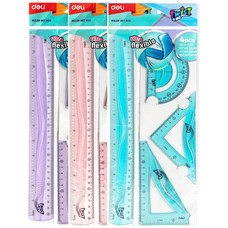 DELI SET DE REGLAS REGLA 30cm ESCUADRA, CARTABÓN Y TRANSPORTADOR-IR24 DELI SET DE REGLAS REGLA 30cm ESCUADRA, CARTABÓN Y TRANSPORTADOR