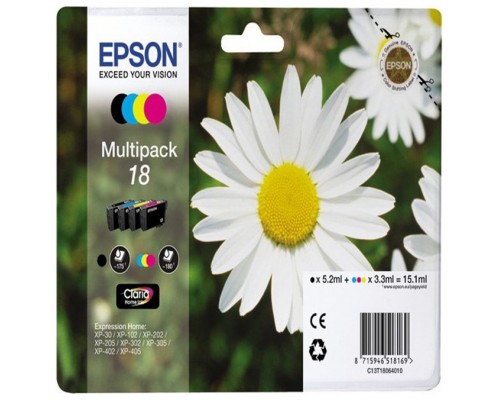 TINTA EPSON C13T18064010 Nº 18 PACK CUATRICOLOR