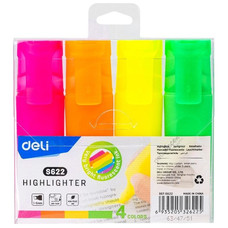 DELI B. 4 marcadores fluorescentes Accent punta biselada 1-5mm colores surtidos-IR28 DELI B. 4 marcadores fluorescentes Accent punta biselada 1-5mm colores surtidos