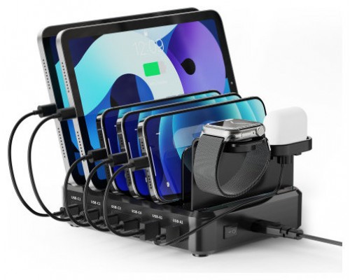 EWENT estaci&oacute;n de carga 6 USB 130w Reloj-Auric