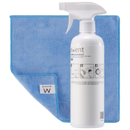 EWENT KIT DE LIMPIEZA DE PANTALLAS 500ML CON PAÑO MICROFIBRA 30X30CM-SX29 EWENT KIT DE LIMPIEZA DE PANTALLAS 500ML CON PAÑO MICROFIBRA 30X30CM