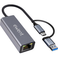 EWENT ADAPTADOR ETHERNET 1GIGABIT | USB-C Y USB-A
