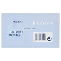 LOAN Paq.100 fichas rayadas n.2 7,5x12,5cm