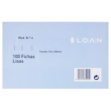 LOAN Paq.100 fichas rayadas n.4 12,5x20cm-IR26 LOAN Paq.100 fichas rayadas n.4 12,5x20cm