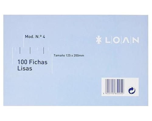 LOAN Paq.100 fichas rayadas n.4 12,5x20cm