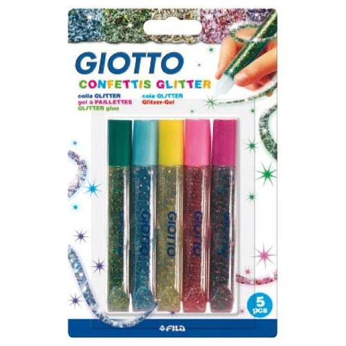 GIOTTO PEGAMENTO ESPECIAL CONFETTIS 10,5ML 5 COLORES-IR31 GIOTTO PEGAMENTO ESPECIAL CONFETTIS 10,5ML 5 COLORES