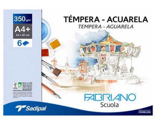FABRIANO PAQ.6 LAMINAS ACUARELA 350G A4+
