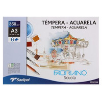 FABRIANO PAQ.6 LAMINAS ACUARELA 350G A3