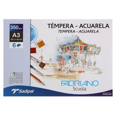 FABRIANO PAQ.6 LAMINAS ACUARELA 350G A3