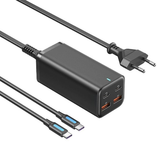 CARGADOR PARED 100W 2xUSB-C + CABLE USB-C/ 2xUSB-A NEGRO VENTION (Espera 4 dias)-SX35 CARGADOR PARED 100W 2xUSB-C + CABLE USB-C/ 2xUSB-A NEGRO VENTION (Espera 4 dias)