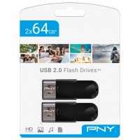 USB 2.0 PNY TWIN PACK 2x64GB ATTACHE 4 NEGRO